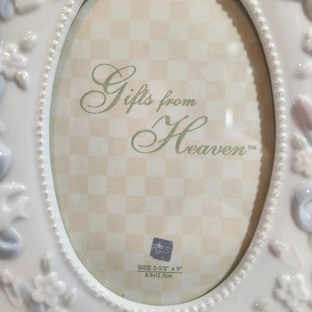 New Russ Gifts From Heaven Baby Christening Photo Frame Blue Keepsake Gift